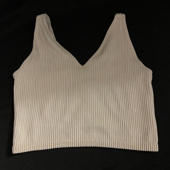 90 Degree By Reflex Tops - 90 Degree By Reflex Cream Ribbed Tank Top